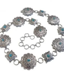 SexyModest Boutique Turquoise Silvertone Concho Chain Belt Accessories
