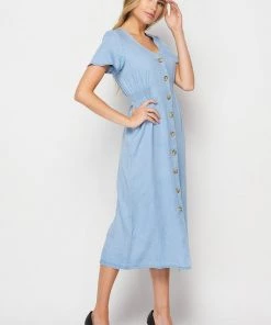 SexyModest Boutique Dresses Shana Denim Maxi
