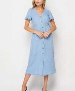 SexyModest Boutique Dresses Shana Denim Maxi