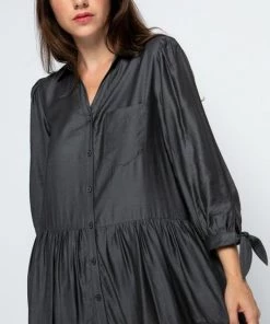 SexyModest Boutique Tatum Tiered Midi Shirt Dress