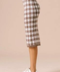 SexyModest Boutique Greta Gingham Pencil Skirt Bottoms