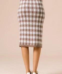 SexyModest Boutique Greta Gingham Pencil Skirt Bottoms