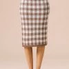 SexyModest Boutique Greta Gingham Pencil Skirt Bottoms