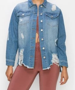 SexyModest Boutique Destiny Denim Shirt Jacket Tops