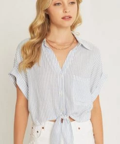 SexyModest Boutique Tops Trisha Cropped Tie Blouse