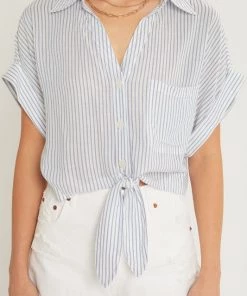 SexyModest Boutique Tops Trisha Cropped Tie Blouse