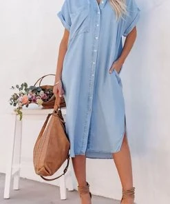 SexyModest Boutique Dresses Margaret Denim Midi Dress