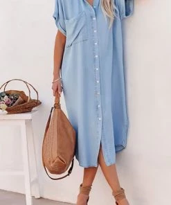 SexyModest Boutique Dresses Margaret Denim Midi Dress