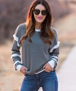 SexyModest Boutique Brigitte Brianna Striped Ruffle Sleeve Sweatshirt BB Collection 15 SexyModest Boutique Brigitte Brianna Striped Ruffle Sleeve Sweatshirt BB Collection