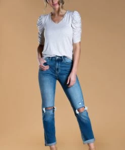 SexyModest Boutique Brigitte Brianna Ruched Sleeve Top