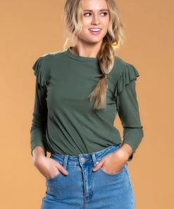SexyModest Boutique BB Collection Brigitte Brianna Shoulder Ruffle Top