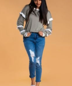 SexyModest Boutique Brigitte Brianna Striped Ruffle Sleeve Sweatshirt BB Collection 11 SexyModest Boutique Brigitte Brianna Striped Ruffle Sleeve Sweatshirt BB Collection